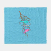 Couverture Polaire Oiseaux appliqués sur une branche, Sky Blue Multi (Devant (Horizontal))