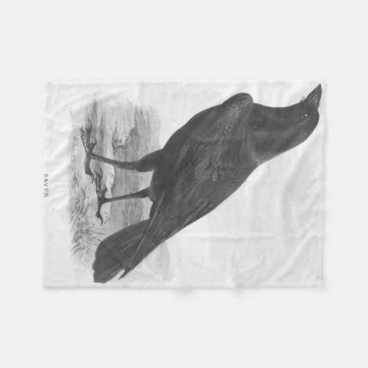 Couverture Polaire Oiseaux. Blackbird Raven (Devant (Horizontal))