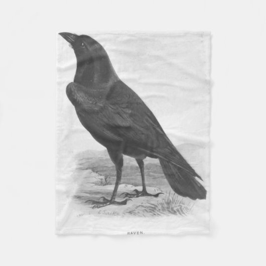 Couverture Polaire Oiseaux. Blackbird Raven (Devant)