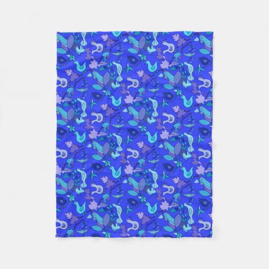 Couverture Polaire Oiseaux bleus (Devant)