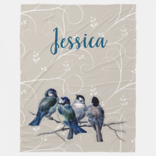 Couverture Polaire Oiseaux bleus sur une branche