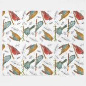 Couverture Polaire Oiseaux Cardinal Bluebird Chickadee (Devant (Horizontal))
