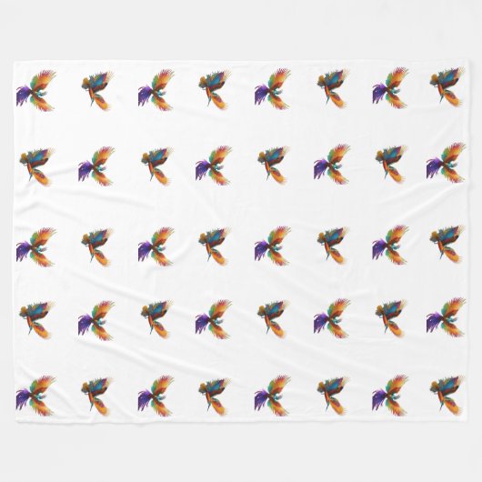 Couverture Polaire oiseaux colorés (Devant (Horizontal))