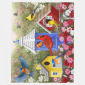 Couverture Polaire Oiseaux colorés et maisons d'oiseaux (Devant)