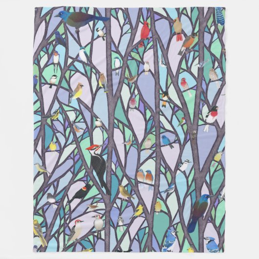 Couverture Polaire oiseaux dans le vitrail (Devant)