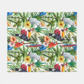 Couverture Polaire Oiseaux d'aquarelle et motif tropicaux de (Devant (Horizontal))