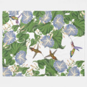 Couverture Polaire Oiseaux de colibri et fleurs de gloire de matin (Devant (Horizontal))