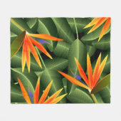 Couverture Polaire Oiseaux de fleurs paradisiaques et Feuilles (Devant (Horizontal))