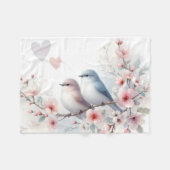 Couverture Polaire Oiseaux de l'amour romantique Branche de fleurs de (Devant (Horizontal))