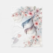 Couverture Polaire Oiseaux de l'amour romantique Branche de fleurs de (Devant)