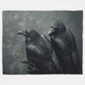 Couverture Polaire Oiseaux de plume Paire de corbeaux, Ravens (Devant (Horizontal))