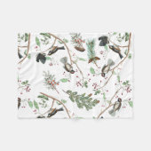 Couverture Polaire Oiseaux de poulet Baies et Pinecones Aquarelle (Devant (Horizontal))