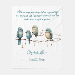 Couverture Polaire Oiseaux de Whimsical sur Branches Baby shower Past