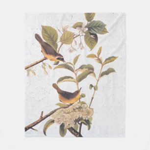 Couverture Polaire Oiseaux du Maryland à gorge jaune avec fleurs