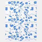 Couverture Polaire Oiseaux en fleurs de cerisiers Bleu Imprimer (Devant)