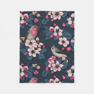 Couverture Polaire Oiseaux et fleurs