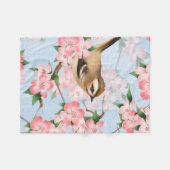 Couverture Polaire Oiseaux et fleurs. Motif de Spring (Devant (Horizontal))