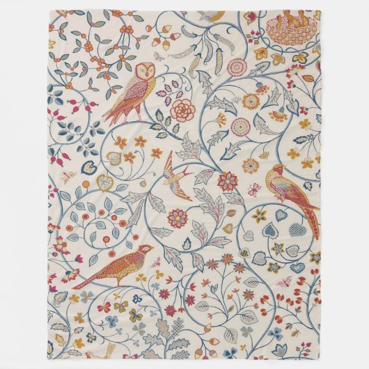 Couverture Polaire Oiseaux et fleurs, William Morris (Devant)