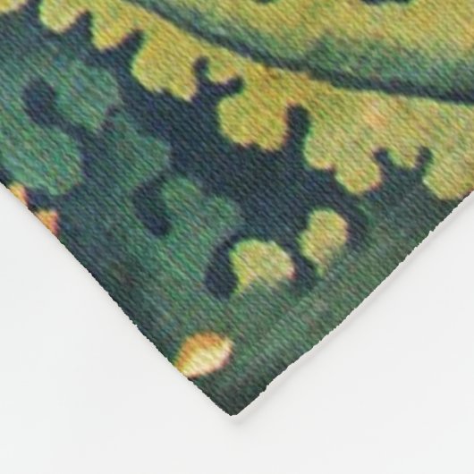 Couverture Polaire OISEAUX, FLEURS ET FEUILLES DE CABBAGE, Bleu (Coin)