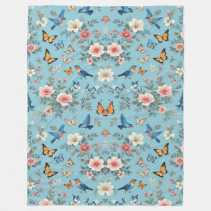 Couverture Polaire Oiseaux Fleurs Et Papillons
