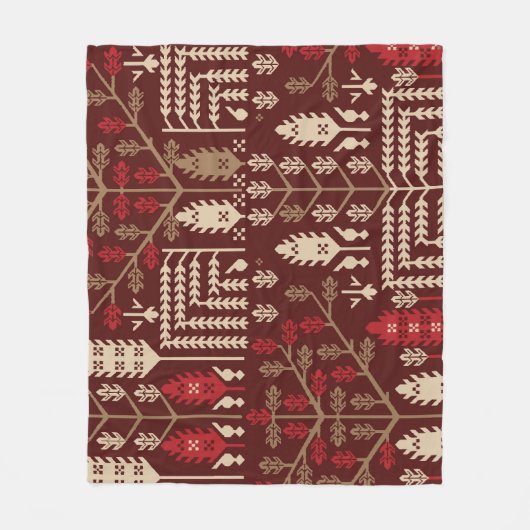Couverture Polaire Oiseaux Fleurs Motif bleu foncé (Devant)