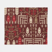 Couverture Polaire Oiseaux Fleurs Motif bleu foncé (Devant (Horizontal))