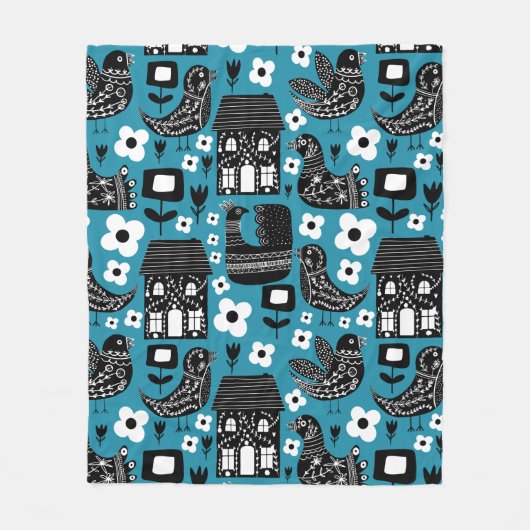 Couverture Polaire Oiseaux floraux de Socando (Devant)