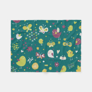 Couverture Polaire Oiseaux lunaires et papillons Blanche polaire