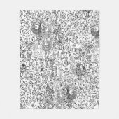 Couverture Polaire Oiseaux noirs et blancs modernes Motif lunaire (Devant)