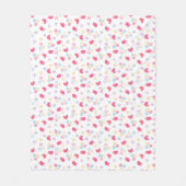 Couverture Polaire Oiseaux roses et Coeurs d'Amour (Devant)