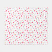 Couverture Polaire Oiseaux roses et Coeurs d'Amour (Devant (Horizontal))