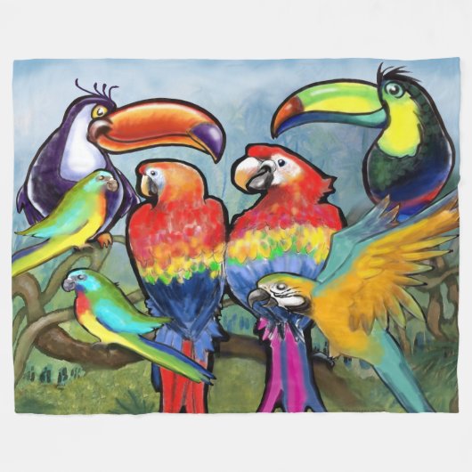 Couverture Polaire Oiseaux tropicaux (Devant (Horizontal))