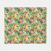 Couverture Polaire Oiseaux tropicaux et fleurs Sherpa Throw Blanket (Devant (Horizontal))
