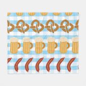 Couverture Polaire Oktoberfest : bière, bretzel, motif de saucisses (Devant (Horizontal))