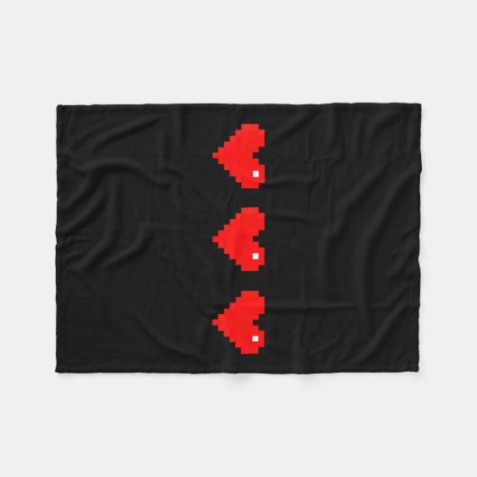 Couverture Polaire Old 8 Bit Heart Arcade Retro Xel Gamer Valentine's (Devant (Horizontal))