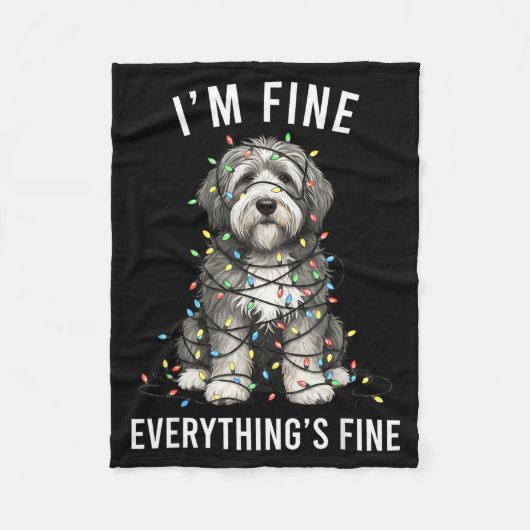 Couverture Polaire Old English Sheepdog Christmas I'm Fine Everything (Devant)
