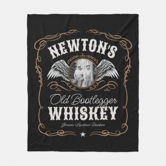 Couverture Polaire Old Moonshine Whiskey Étiquette AJOUTER PHOTO Nom (Devant)