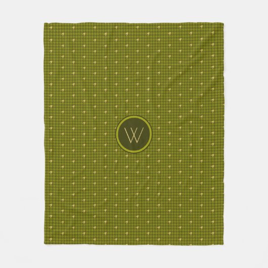 Couverture Polaire Olive avec Houndstooth Houndstooth Blanche polaire (Devant)