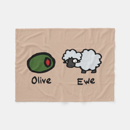 Couverture Polaire Olive Ewe (Je T'Aime) (Devant (Horizontal))
