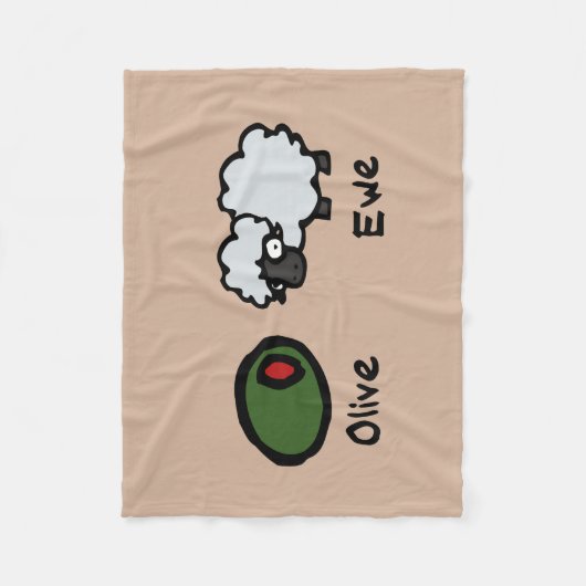 Couverture Polaire Olive Ewe (Je T'Aime) (Devant)