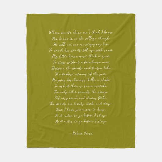 Couverture Polaire Olive Green Custom Poem Song Lyric Quote  (Devant)