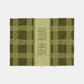 Couverture Polaire Olive Green Plaid Nom personnalisé (Devant (Horizontal))