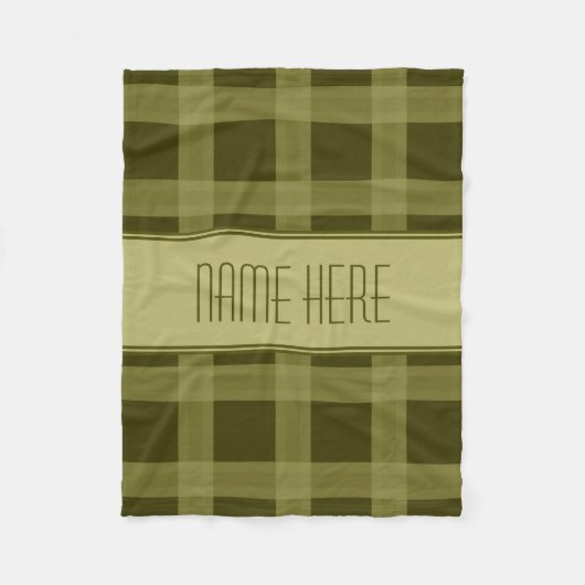 Couverture Polaire Olive Green Plaid Nom personnalisé (Devant)