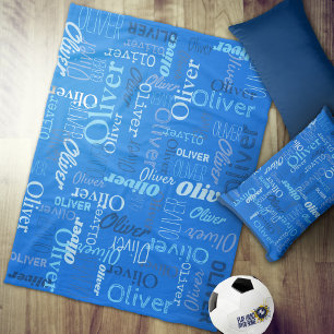 Couverture Polaire Oliver ton de nom personnalisé bleu