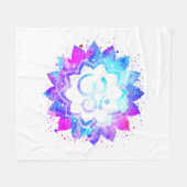 Couverture Polaire *~* OM Blanc Violet Lotus Fleur Mandala (Devant (Horizontal))