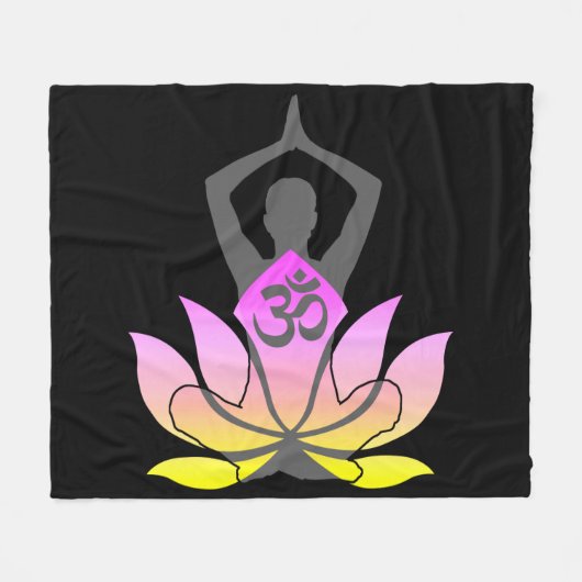 Couverture Polaire OM Namaste Spirituelle Lotus Fleur Yoga Pose (Devant (Horizontal))