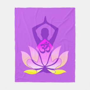 Couverture Polaire OM Namaste Spirituelle Lotus Fleur Yoga Pose Paste