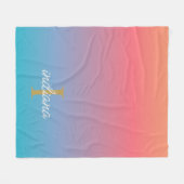 Couverture Polaire Ombre Bleu Orange Monogramme Moderne Script (Devant (Horizontal))