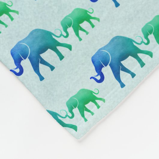 Couverture Polaire Ombre Eléphants Blanche Toison (Coin)