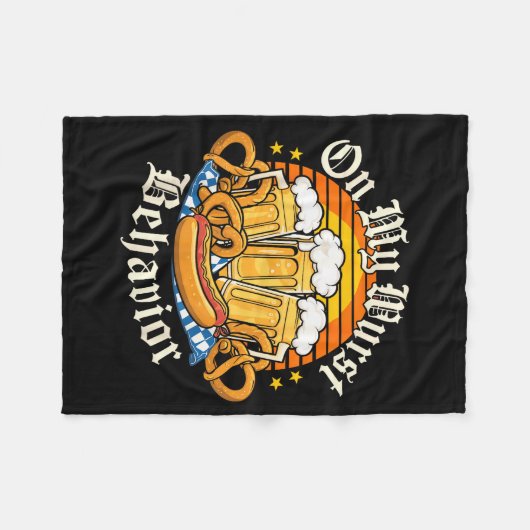 Couverture Polaire On My Wurst Behavior Retro Groovy Beer  (Devant (Horizontal))